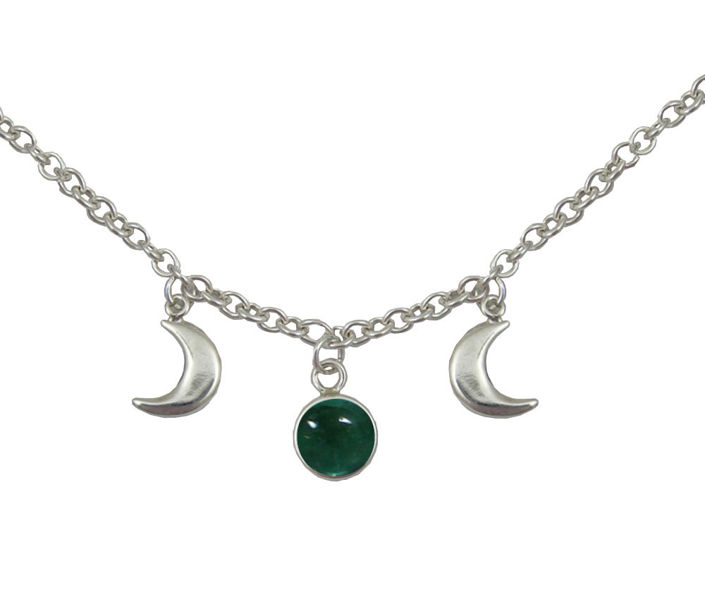 Sterling Silver Moon Phases Necklace With Fluorite